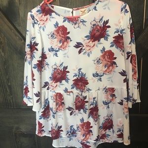 Faded Glory floral peplum top